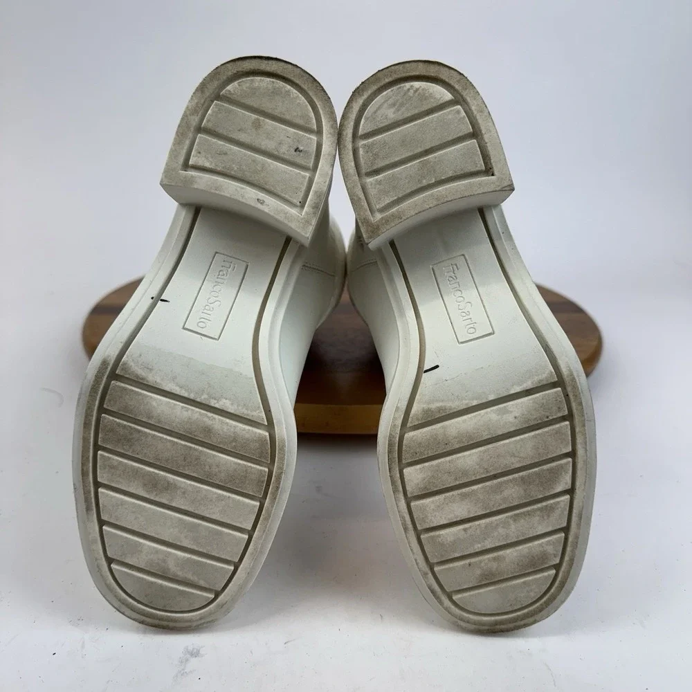 Womens Franco Sarto L-Snow White Faux Leather Block Heel Waterproof Boots Size 7